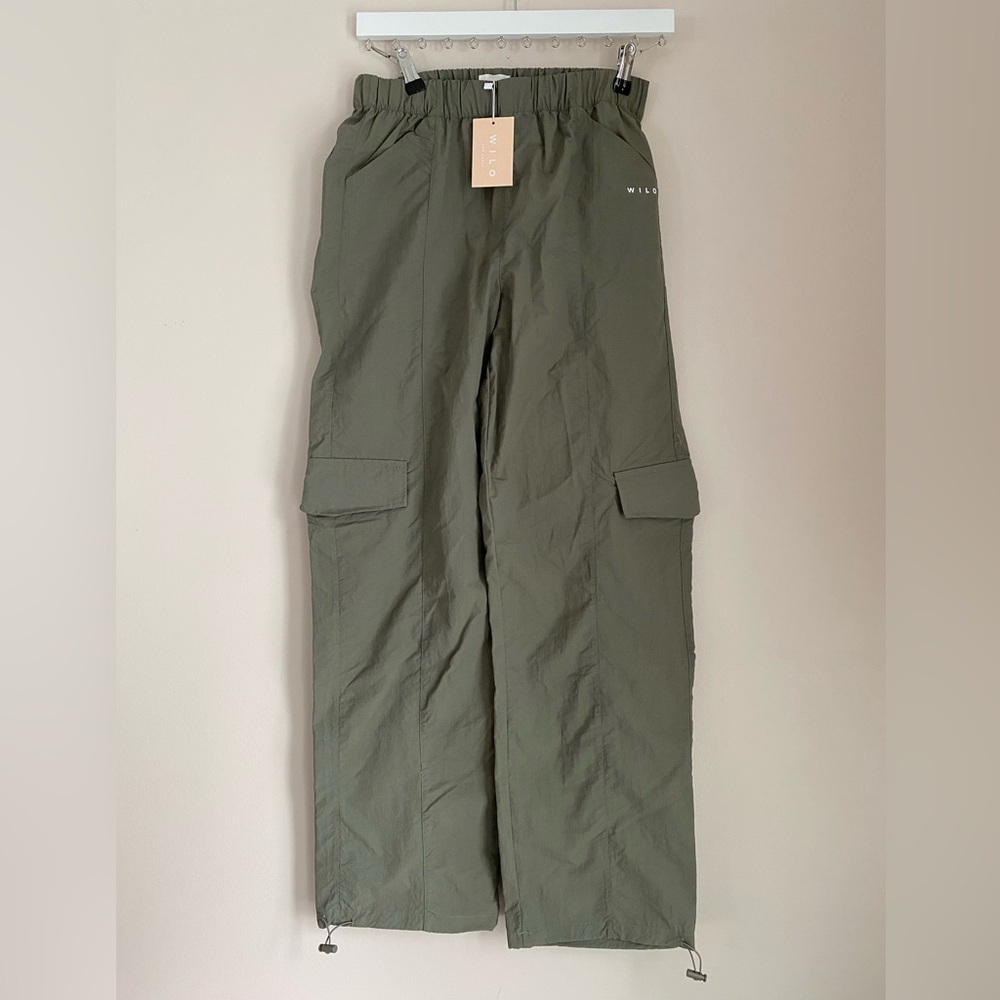 WILO the label NEW cargo parachute pants OLIVE XS